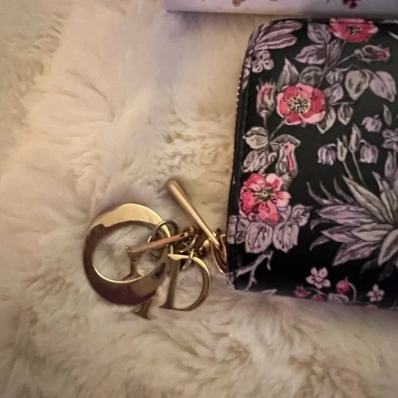 CHRISTIAN DIOR BLACK CALFSKIN PRINTED MULTICOLOR MILLEFIORI MOTIF WALLET - Picture 3 of 11